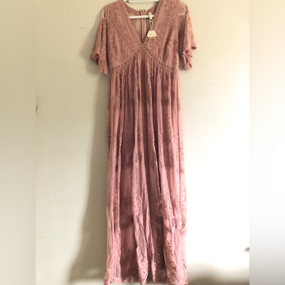 Pink Blush mauve maxi dress NWT